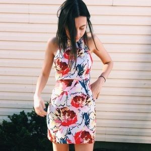Abercrombie Cutout Floral Scuba Mini A Line Dress
